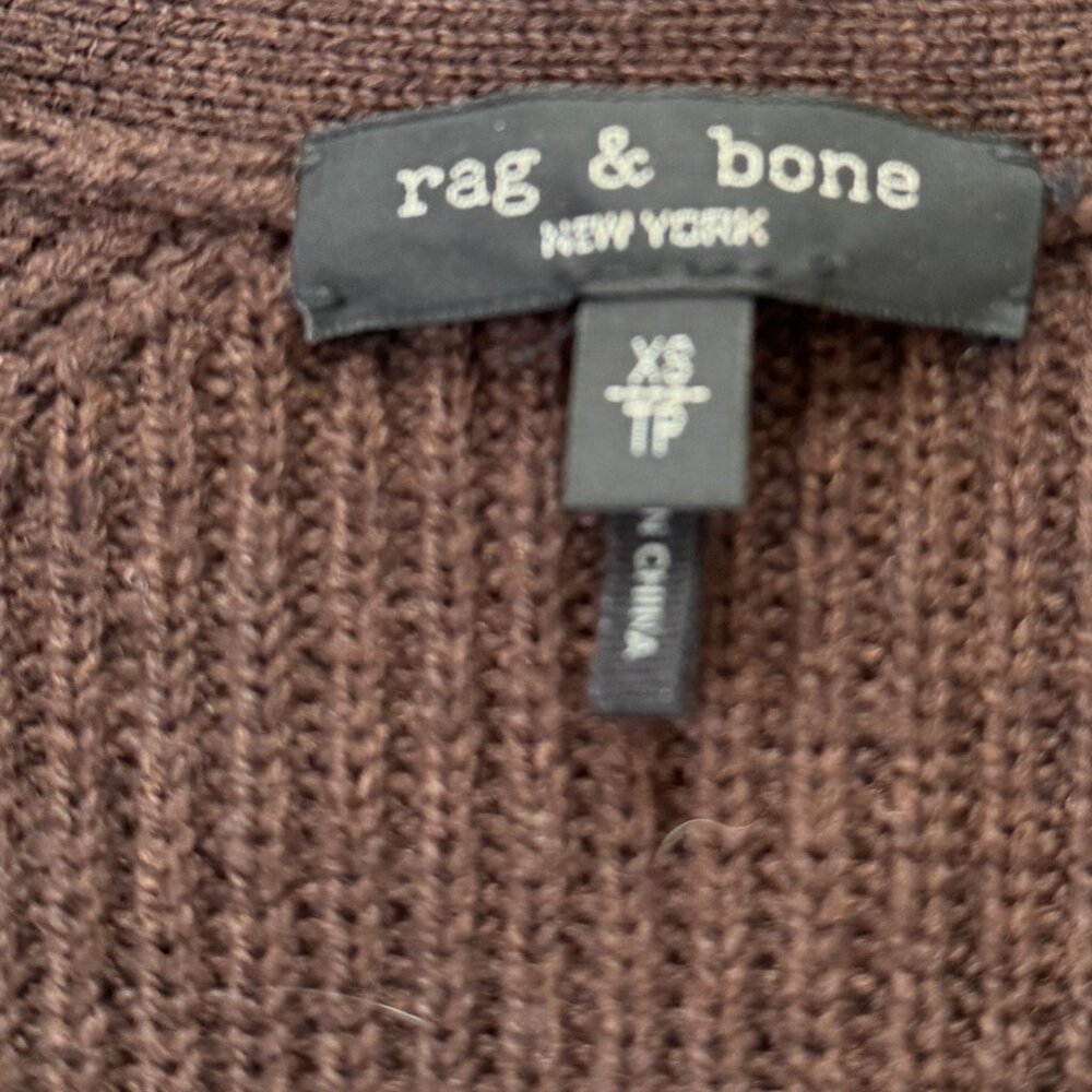 Rag & Bone chocolate Brown Wool Oversized Cardigan with patch pockets Size XS - Picture 2 of 7